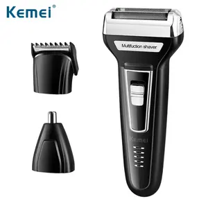 Kemei KM-6559 rasoir électrique multifonction 3 en 1 tondeuse à cheveux tondeuse à nez double lame usb rasoir électrique