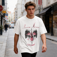 T-shirt Homme de Haute Qualité 100% Coton 280g Imprimé Personnalisé Dessin Animé Délavé à l'Acide Coupe Oversize Vintage Boxy Doux Style Urbain