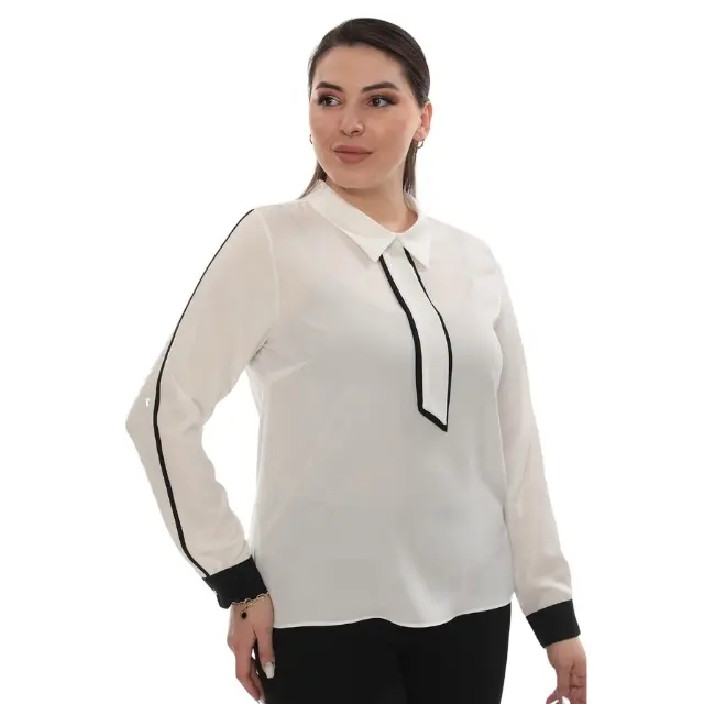 Kemeja blus putih meminta harga Fashion pakaian wanita kualitas tinggi Ropa Mujer pakaian wanita kantor elegan Atasan wanita ukuran besar Chic