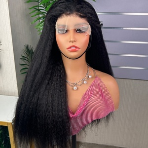 Perruque de luxe sans colle 5*5 en cheveux humains vierges lisses et bouclés, double épaisseur, sans perte de cheveux, avec dentelle transparente pour femmes - Product Image 3