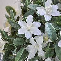 Arreglo Floral Artificial para Boda, con Hojas Verdes Cortas y Flores Blancas de Flor de Cerezo y Fresia, Decoración para Interiores y Exteriores