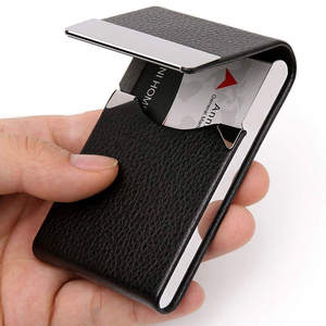 Personalized Business Card Holder Leather Aluminum Metal Name Card Case Box For Men Woman