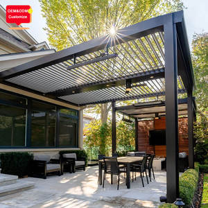 Système de toit à lames orientables motorisé facile à installer, abri imperméable, pièces de pergola en aluminium avec LED en option, porte en verre - Product Image 2