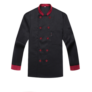 Prix usine hôtel cuisine rouge à manches longues chemise veste Restaurant Chef sergé tissu uniforme quatre saisons unisexe cuisine vêtements - Product Image 4