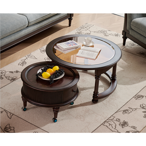 <span class=keywords><strong>Table</strong></span> <span class=keywords><strong>basse</strong></span> en bois massif de style <span class=keywords><strong>vintage</strong></span> avec espace de rangement et coins à <span class=keywords><strong>roulettes</strong></span> <span class=keywords><strong>pour</strong></span> salon, luxe antique - Product Image 2