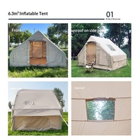 Tente gonflable de 6,3 mètres carrés pour le camping en plein air toute saison ; Fabriquée en tissu de coton ; résistante au vent, au soleil et à la pluie