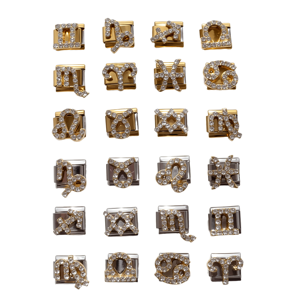 Pulsera de dijes del signo zodiacal italiano, dijes de signo con diamantes de imitación de 9 mm, chapados en oro y plata, modulares para joyería DIY para mujer - Product Image 1