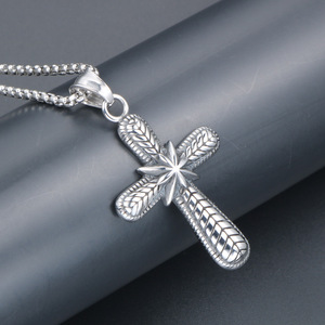 European American Style <b>Titanium</b> Steel Cross Necklace For Men Geometric Pendant Sweater <b>Chain</b> SP731 - Product Image 3