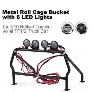 Cubo de jaula antivuelco de Metal con 6 luces LED para 1/10 Rc4wd <span class=keywords><strong>Tamiya</strong></span> Axial TF1/2 camión coche <span class=keywords><strong>RC</strong></span> <span class=keywords><strong>accesorios</strong></span> de coche - Product Image 2