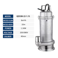 Pompa Submersible Kecil Multistage High Speed Motor Stainless Steel QY Q(D)X-S Harga Terjangkau untuk Irigasi Pertanian 0.55KW 220V/380V