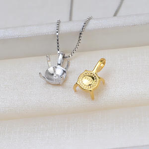 Pendentif en argent S925 à quatre griffes, vide, support de collier en H, fabrication DIY, pendentifs en perles pour femmes, breloques, accessoires semi-vides - Product Image 2