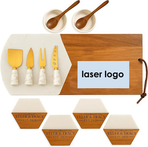 Lot <span class=keywords><strong>de</strong></span> 13 planches à découper en marbre et en bois, plateau <span class=keywords><strong>de</strong></span> service en bois d'acacia, plateau à charcuterie, planche à découper pour gravure au laser, cadeau DIY - Product Image 2