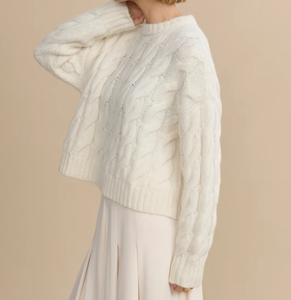 Derniers modèles de pulls pour femmes à manches longues avec motif en câble, col rond, élégants, tricotés - Product Image 3
