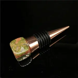 High quality natural gemstone tumbled stones wine stopper box black glass crystal gift stones