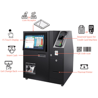 15 21.5 24 27 Inch Layar Sentuh Layanan Mandiri Pemesanan Restoran Cepat Saji, Kios Pembayaran dengan Mesin Penerima Uang, Layar LCD All in One