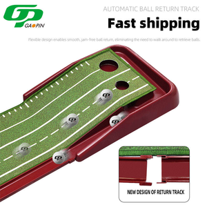 GP GP-PM031 Tapis de putting de golf portable, surface en velours cristallin, système de retour automatique de balle, double trous, marquages de distance, golf - Product Image 3