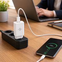 Kit Pengisian Daya Cepat 10W Kabel Tipe-C OEM Colokan EU Port USB Tunggal Bersertifikasi CE untuk Smartphone & Tablet Kemasan Kotak Berwarna