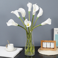 Bunga Calla Lily PU Besar Grosir, Bunga Tiruan Sentuhan Asli Tangkai Panjang untuk Dekorasi Pernikahan, Hotel, Rumah, dan Meja