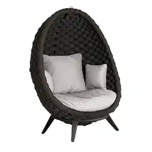 Chaise de jardin en métal neuve Chaise Patio Egg Chair en tissu imperméable pour l'extérieur Chaise à berceau unique