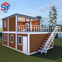 Casa Contenedor Prefabricada de Lujo de Dos Pisos con Paneles Sándwich, Techo Inclinado, Paredes de Vidrio, Diseño Moderno y Montaje Rápido para Hotel