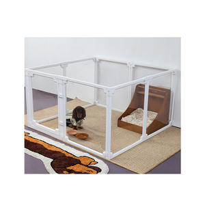 Jaula cuadrada de plástico transparente moderna para perros con cierre de botón, valla ecológica para perros pequeños medianos con patrón sólido para interiores/exteriores - Product Image 5