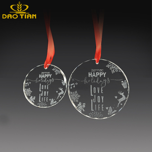 Pendentifs en <span class=keywords><strong>verre</strong></span> transparent ronds 2026 en gros - Décorations de Noël personnalisables gravées au laser pour cadeaux de fêtes - Product Image 2