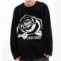 Benutzer definierte Strickwaren Chunky Knit Pullover Männer Rose Coat Faux Nerz Übergroße Fuzzy Mohair Pullover