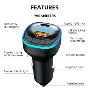 C33 xe điện thoại sạc điện thoại rảnh tay bt5.0 <span class=keywords><strong>Bluetooth</strong></span> MP3 Máy nghe nhạc FM Transmitter - Product Image 6