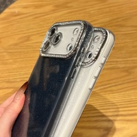 Coque de téléphone simple et luxueuse avec paillettes de diamant pour iPhone 11 12 13 14 15 16 17 Pro Max, couleurs tendance, protection antichoc, coque arrière