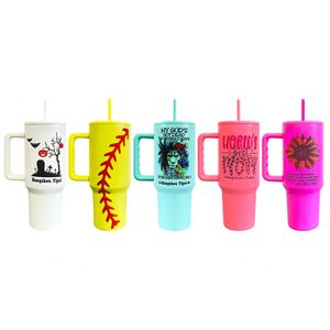 Mug de voyage isotherme sous vide en acier inoxydable, finition mate brillante, pour sublimation, 40 oz, avec couvercle et paille - Product Image 1