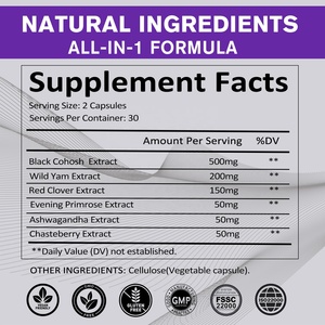 Cápsulas vendedoras calientes del cohosh del negro de los Suplementos del OEM ODM con el <span class=keywords><strong>trébol</strong></span> rojo del ñame salvaje para las mujeres - Product Image 3