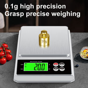 Báscula para alimentos de cocina de 10kg 2024-Onzas y <span class=keywords><strong>gramos</strong></span> de escala impermeable, báscula para hornear, placa de acero inoxidable, retroiluminación - Product Image 2