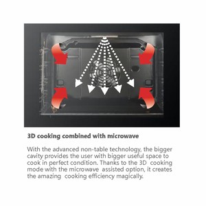 Four à micro-ondes encastrable en verre noir avec commande tactile complète de 60 cm et 73 L pour usage hôtelier et domestique - Product Image 4