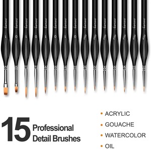 Ensemble de pinceaux miniatures Private Label 00000, pinceaux synthétiques pour détails fins, pinceaux professionnels à manche en bois - Product Image 2