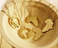 Dokizooyy-collier avec pendentif carte de l'afrique Congo algérie, couleur or, chaîne en cuivre, Style Hiphop, pour femmes et hommes