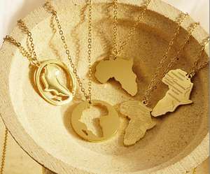 Zooyiny África Congo <span class=keywords><strong>Argelia</strong></span> <span class=keywords><strong>mapa</strong></span> colgante de collar para las mujeres de los hombres de Color oro de cobre collares de cadena de Hiphop estilo - Product Image 5