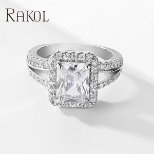 RAKOL RP5041 Anillo DE BODA femenino con incrustaciones de plata exquisita de compromiso - Product Image 2