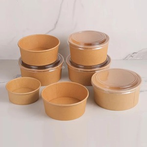 Bol à salade en papier kraft jetable écologique, récipient alimentaire biodégradable anti-fuite avec impression personnalisée - Product Image 3