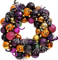 Meistverkaufter Großhandel Halloween Plastik Gruseliger Kürbis Girlande Türschild Kranz Innendekoration Anhänger Kranz für Haustür