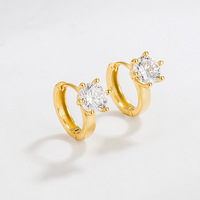 Laodun Meilleures ventes Boucles d'oreilles en argent sterling S925 Boucles d'oreilles Huggie en plaqué or avec zircon et design minimaliste pour femmes