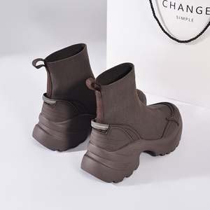 Botines de Punto Elástico para Mujer, Botines de Moda Casual con <span class=keywords><strong>Plataforma</strong></span> de PU Gruesa Antideslizante de 7 cm, Botines Cálidos y Cómodos - Product Image 5