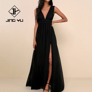 Vestido Casual de Lujo Personalizado, Vestido de Noche con Abertura Profunda en V, Alta Calidad, 100% Rayón, Tela Suave, Vestido Maxi - Product Image 1