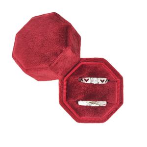 Venta caliente octogonal terciopelo esmeraldas gema anillo caja al por mayor personalizado terciopelo joyero 2 ranuras anillo caja para joyería embalaje - Product Image 2