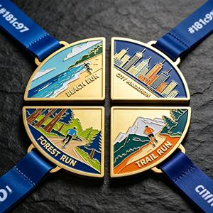 Medallas Deportivas de Aleación de Zinc con Esmalte Suave, Forma Triangular y Circular, Personalizadas de Fábrica, para Maratón - Product Image 3