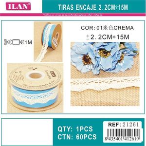 Strisce di pizzo ILAN 2,2 cm x 15 m colore crema per artigianato e cucito - Product Image 3