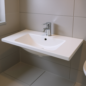 Bathroom Vanity Top 36 Inch White Ceramic Basin 3 Faucet Holes Wall Mounted Rectangle Modern Design - Product Image 2