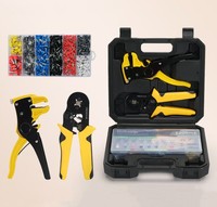 Ensembles de Cosses Tubulaires VE-1200 pièces avec Pince à Sertir HSC6-4 et Pince à Dénuder, Kit d'Outils de Sertissage à Froid