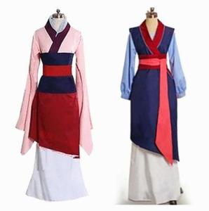 Vestido azul de princesa Hua Mulan, Cosplay de película, personalizado