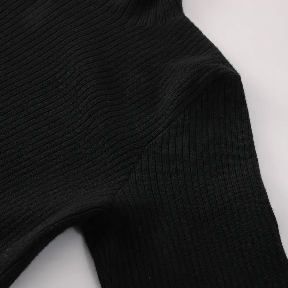 Da donna su misura Sexy abiti invernali in maglia nera abbigliamento da donna Pullover maglione Skinny manica lunga abito per donna