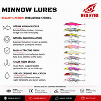 REDEYES MN-19 Nouveau Leurre Minnow Flottant à Longue Portée, Grand Modèle, 10 Couleurs, Forme Courbe Saumon, Appât de Pêche Transfrontalier, Vente en Gros